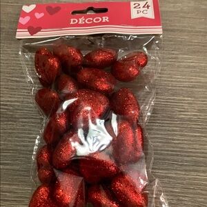 Red Glitter Heart Party Decorations - 24 Pack
